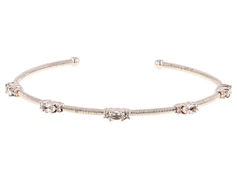 Peach Morganite, Lab Sapphire With White Zircon 18k Rose Gold Over Sterling Silver Ring 0.72ctw