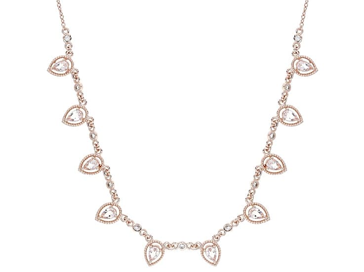 Peach Morganite With White Zircon 18k Rose Gold Over Sterling Silver Necklace 1.60ctw