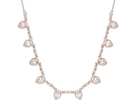 Peach Morganite With White Zircon 18k Rose Gold Over Sterling Silver Necklace 1.60ctw