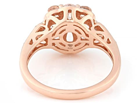Peach Morganite With White Zircon 18k Rose Gold Over Sterling Silver Ring 1.42ctw