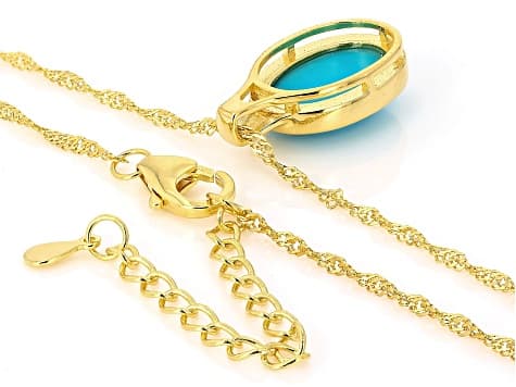 Sleeping Beauty Turquoise 18k Yellow Gold Over Sterling Silver Pendant With Chain