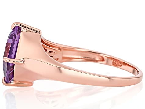 Princess Cut Canela Amethyst 18k Rose Gold Over Sterling Silver Solitaire Ring 1.78ct