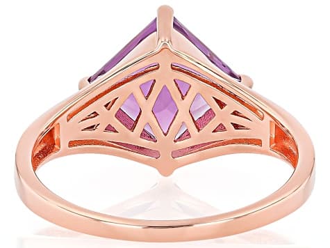 Princess Cut Canela Amethyst 18k Rose Gold Over Sterling Silver Solitaire Ring 1.78ct