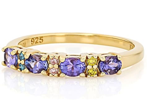 Tanzanite 18k Yellow Gold Sterling Silver Ring 0.64ctw