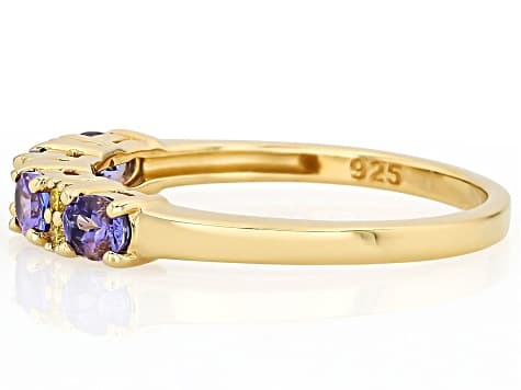 Tanzanite 18k Yellow Gold Sterling Silver Ring 0.64ctw