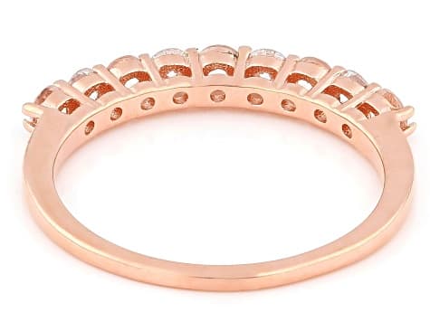 Morganite With Prazana® Lab Grown White Diamonds 18k Rose Gold Over Silver Band Ring 0.48ctw
