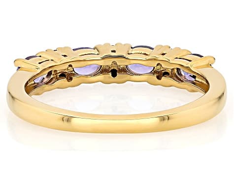 Tanzanite With Black Spinel 18k Yellow Gold Over Sterling Silver Ring 0.71ctw
