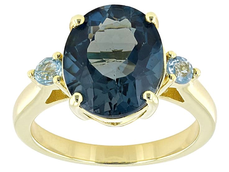 London Blue Topaz With Swiss Blue Topaz 18k Yellow Gold Over Sterling Silver Ring 5.83ctw