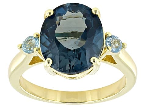 London Blue Topaz With Swiss Blue Topaz 18k Yellow Gold Over Sterling Silver Ring 5.83ctw