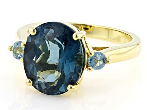 London Blue Topaz With Swiss Blue Topaz 18k Yellow Gold Over Sterling Silver Ring 5.83ctw