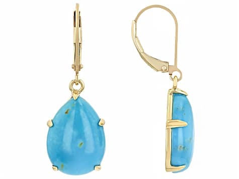 Kingman Turquoise 18k Yellow Gold Over Sterling Silver Earrings