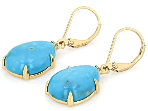 Kingman Turquoise 18k Yellow Gold Over Sterling Silver Earrings
