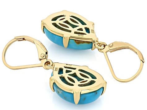 Kingman Turquoise 18k Yellow Gold Over Sterling Silver Earrings