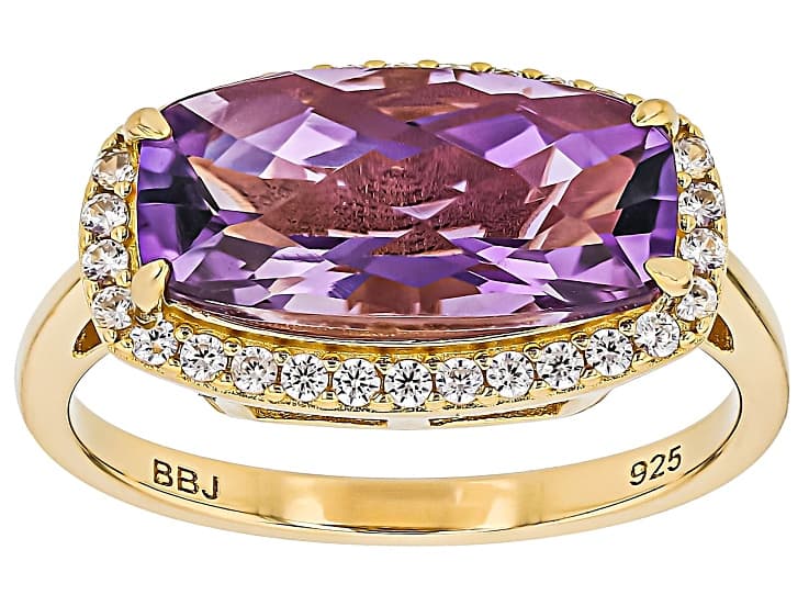 Purple Canela Amethyst 18k Yellow Gold Over Sterling Silver Ring 3.49ctw