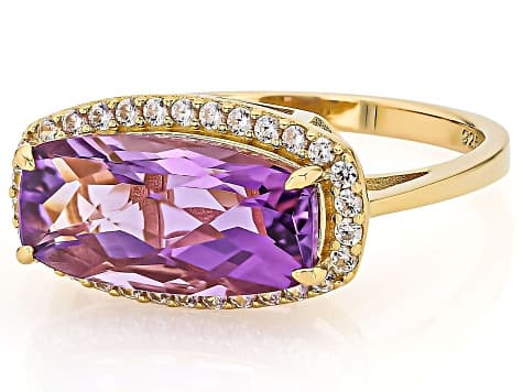 Purple Canela Amethyst 18k Yellow Gold Over Sterling Silver Ring 3.49ctw