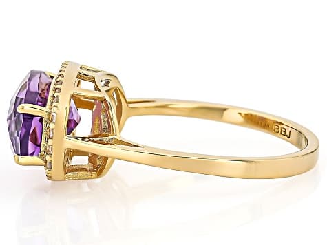 Purple Canela Amethyst 18k Yellow Gold Over Sterling Silver Ring 3.49ctw