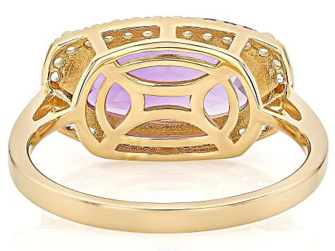 Purple Canela Amethyst 18k Yellow Gold Over Sterling Silver Ring 3.49ctw