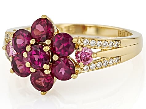 Grape Color Garnet 18k Yellow Gold Over Silver Ring 2.21ctw