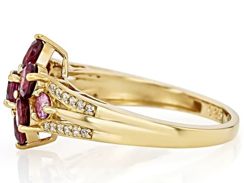 Grape Color Garnet 18k Yellow Gold Over Silver Ring 2.21ctw