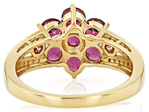 Grape Color Garnet 18k Yellow Gold Over Silver Ring 2.21ctw