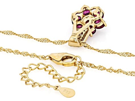 Grape Color Garnet 18k Yellow Gold Over Silver Pendant With Chain 2.14ctw