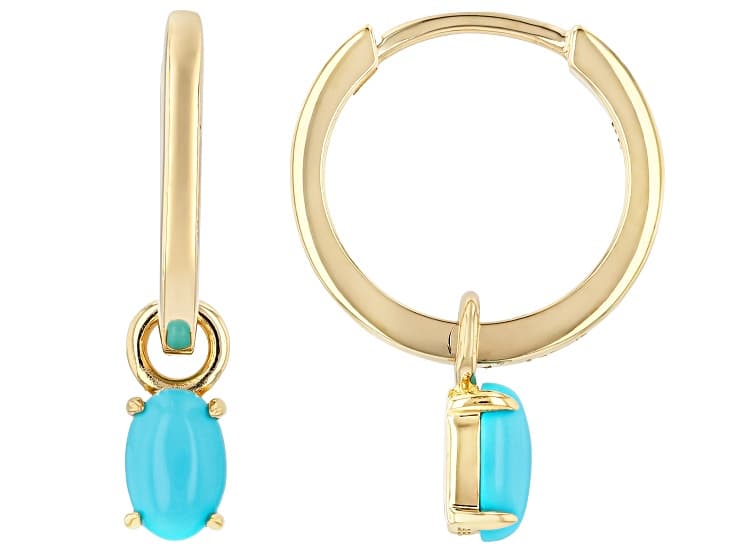 Sleeping Beauty Turquoise 18k Yellow Gold Over Sterling Silver Earrings