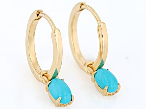 Sleeping Beauty Turquoise 18k Yellow Gold Over Sterling Silver Earrings