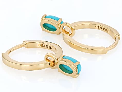Sleeping Beauty Turquoise 18k Yellow Gold Over Sterling Silver Earrings