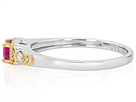 John Saul Ruby With Prazana® Lab-Grown Diamonds 18k Yellow Gold Over Sterling Silver Ring 0.40ctw