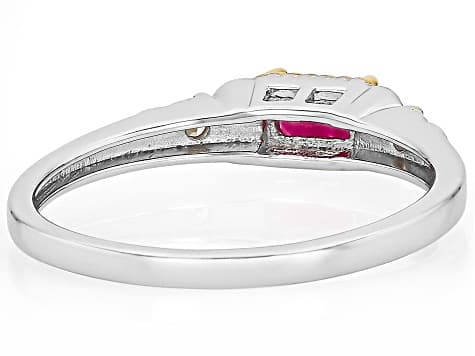 John Saul Ruby With Prazana® Lab-Grown Diamonds 18k Yellow Gold Over Sterling Silver Ring 0.40ctw