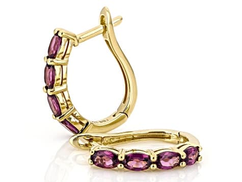 Grape Color Garnet 18k Yellow Gold Over Sterling Silver Earrings 2.16ctw