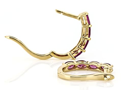 Grape Color Garnet 18k Yellow Gold Over Sterling Silver Earrings 2.16ctw