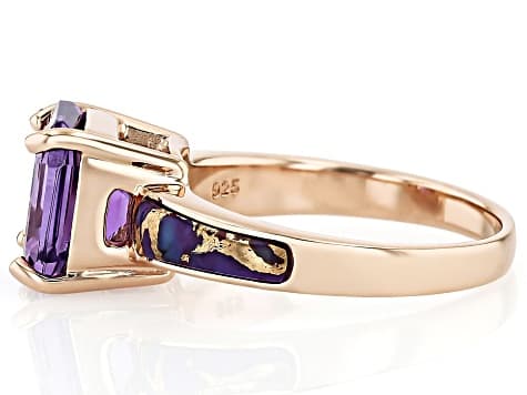 Purple Canela Amethyst 18k Rose Gold Over Silver Ring 3.15ct