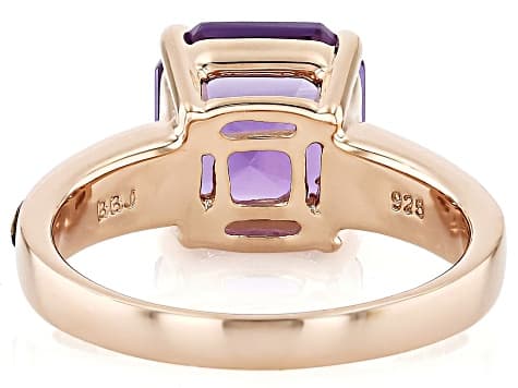 Purple Canela Amethyst 18k Rose Gold Over Silver Ring 3.15ct
