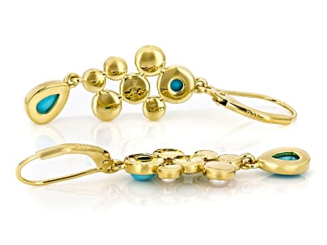 Blue Sleeping Beauty Turquoise 18k Yellow Gold Over Silver Earrings