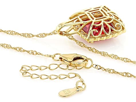 Orange Lab Created Padparadscha Sapphire 18k Yellow Gold Over Silver Pendant With Chain 9.26ctw