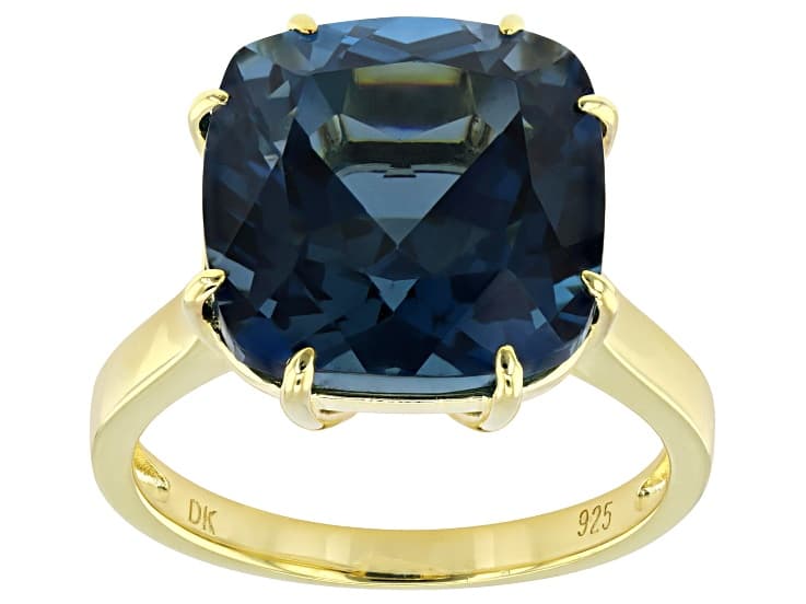 London Blue Topaz 18k Yellow Gold Over Sterling Silver Ring 12.33ct