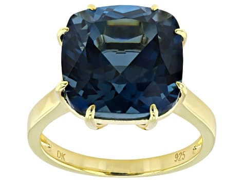 London Blue Topaz 18k Yellow Gold Over Sterling Silver Ring 12.33ct