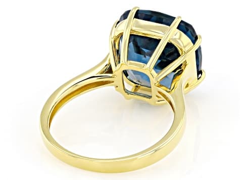 London Blue Topaz 18k Yellow Gold Over Sterling Silver Ring 12.33ct