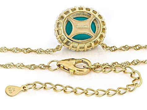 Sleeping Beauty Turquoise 18k Yellow Gold Over Sterling Silver Necklace