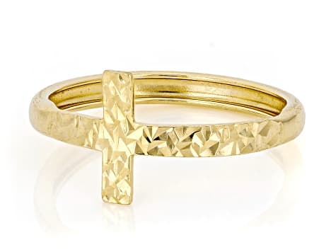 10K Gold Filled Textured Cross Ring