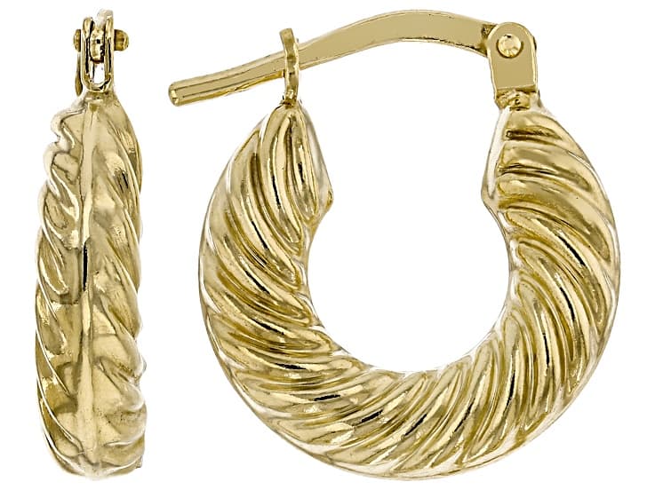 10K Gold Filled Textured Hoop Earrings