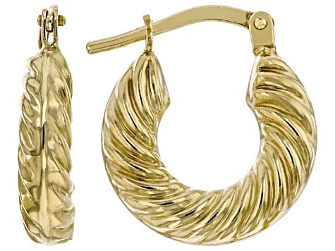 10K Gold Filled Textured Hoop Earrings