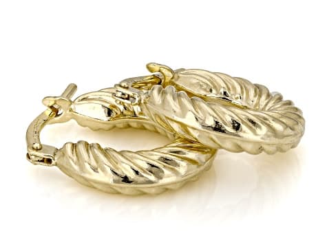 10K Gold Filled Textured Hoop Earrings
