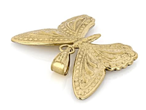 Rhodium Over 10K Gold Filled Textured Butterfly Pendant