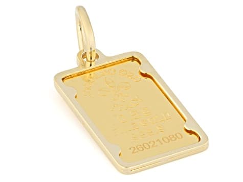 24k Yellow Gold Classic .5g Ingot with 14k Yellow Gold Frame Pendant Set Of 2
