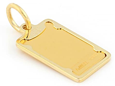 24k Yellow Gold Classic .5g Ingot with 14k Yellow Gold Frame Pendant Set Of 2