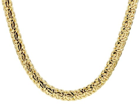 18k Yellow Gold Over Bronze Byzantine Necklace 20 inch