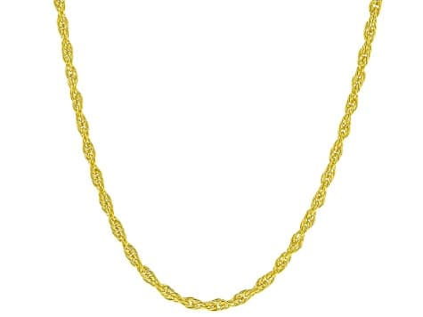 18k Yellow Gold Over Bronze Herringbone Mirror Rope Link Chain Set Of 3