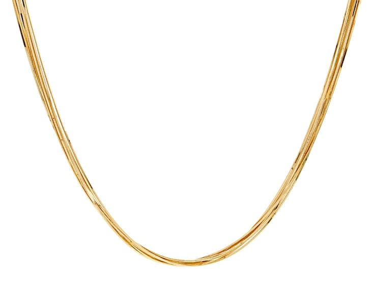 18k Yellow Gold Over Bronze Multi-Strand Square Snake 24 inch Necklace